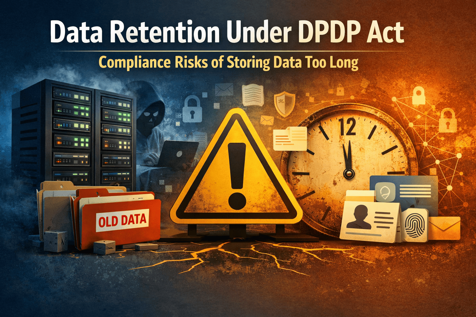 Data retention under the DPDP Act showing risks of storing personal data beyond required period