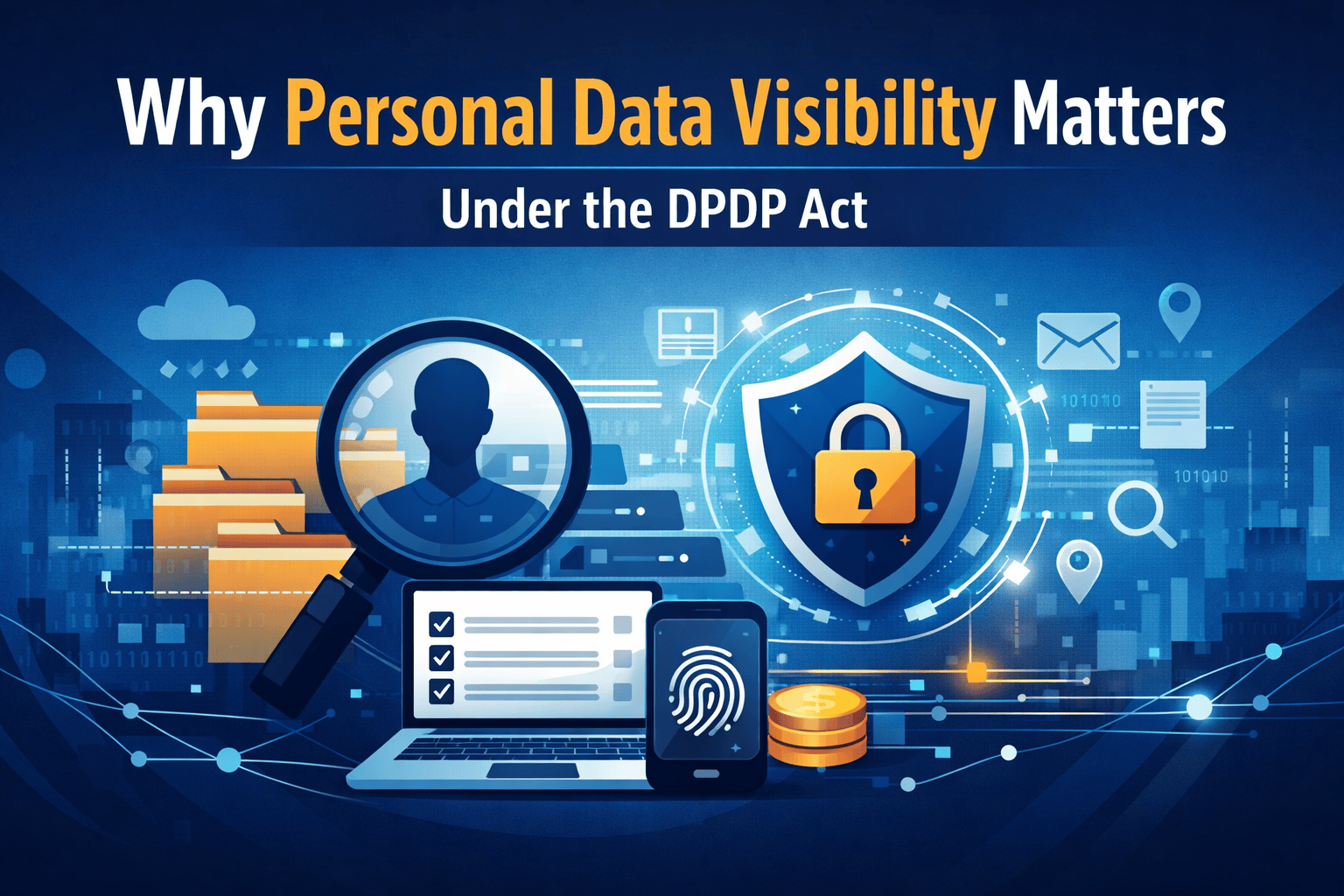 Personal data visibility illustration showing data discovery and protection under the DPDP Act