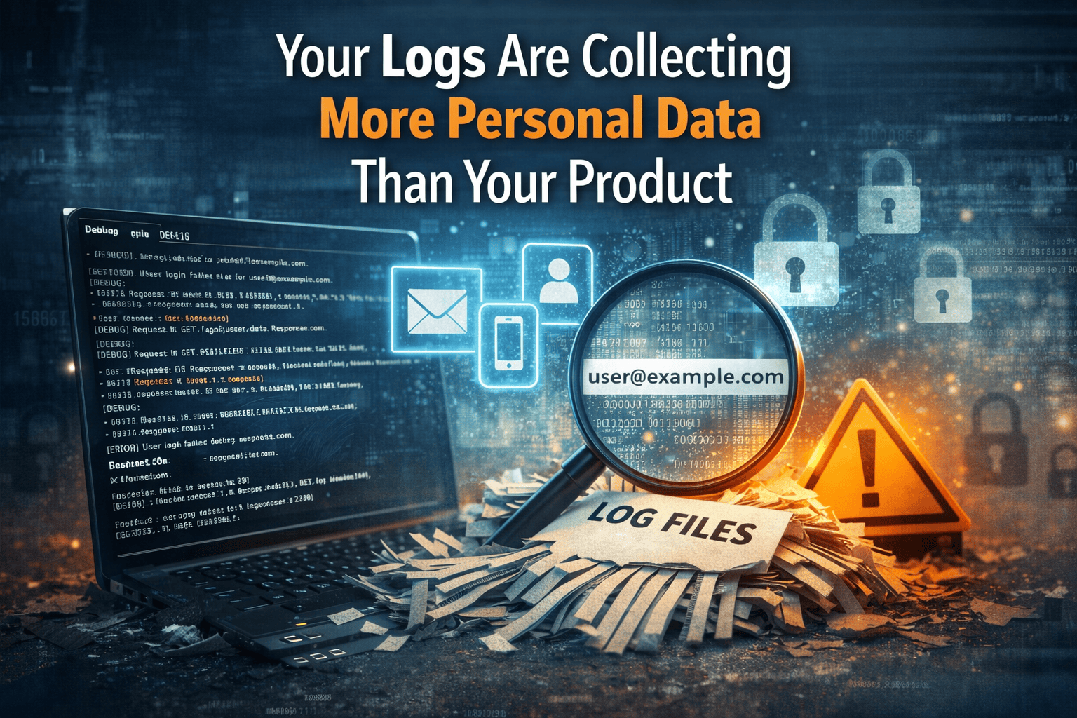 Logs personal data DPDP risk showing logging systems capturing hidden user data across applications and backend systems