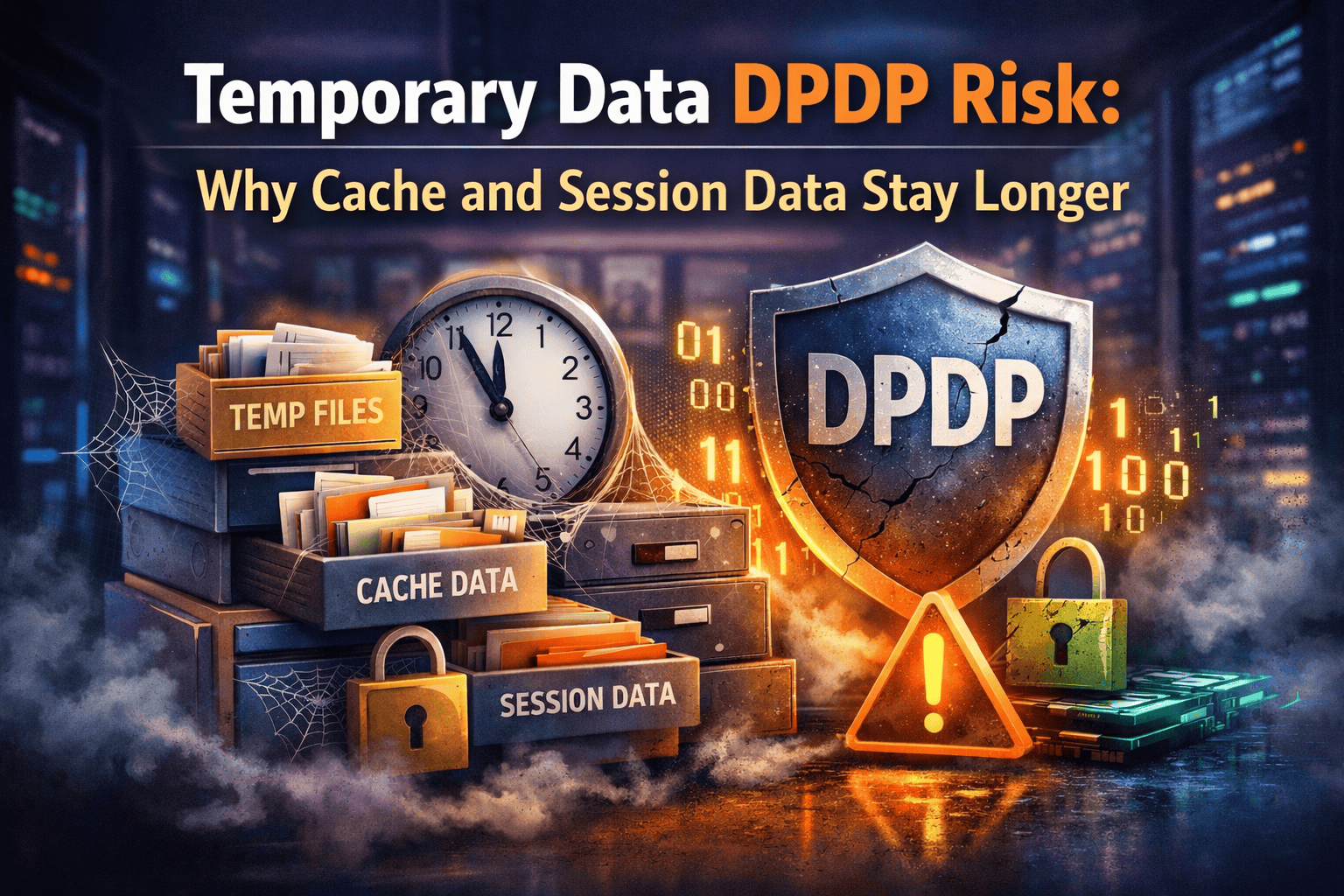 Temporary data DPDP risk showing cache and session data staying longer than expected across system layers